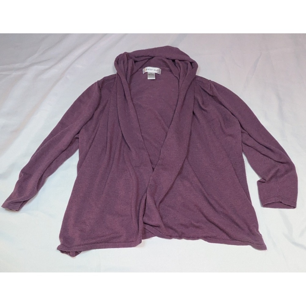 August Silk Cardigan Women XL Purple Excellent Hooded Open Front Shawl Collar